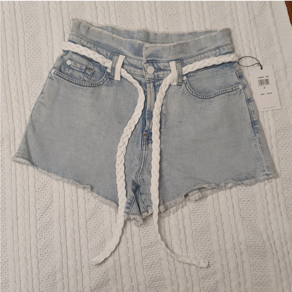 Womans Seven For All Mankind Distressed
High Waisted White Braided Belt